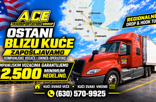 ACE Transportation Group zaposljava kompanijske vozace i owner-operatore za regionalne Drop & Hook ture